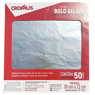 Wrapping for Bolo Gelado | Matte/Fosco Silver 20x22cm (50 Pack)